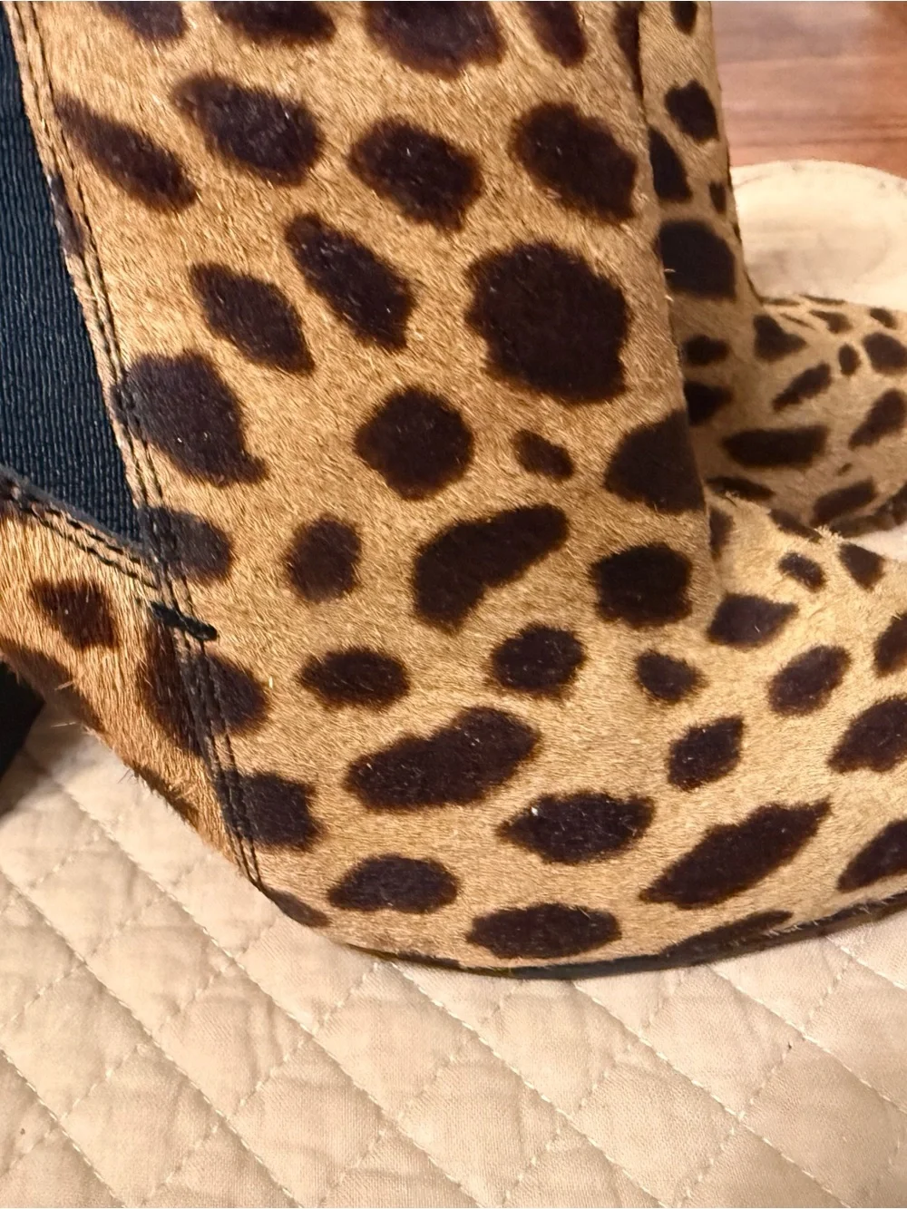 Vince Camuto Leopard-Print Haircalf Ankle Boot in Brown and Black